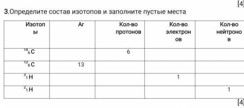 Определите изотопы и вставьте пропущенные места