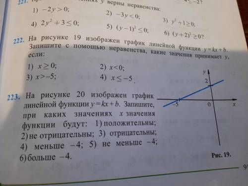 На рисунке 19 изображён график линейной функции далее показано на фото 222 номер