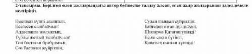 Берілген өлең жолдарын автор бейнесіне талдау жасап оған жыр жолдарын дәлелдемемен көрсетіңдар