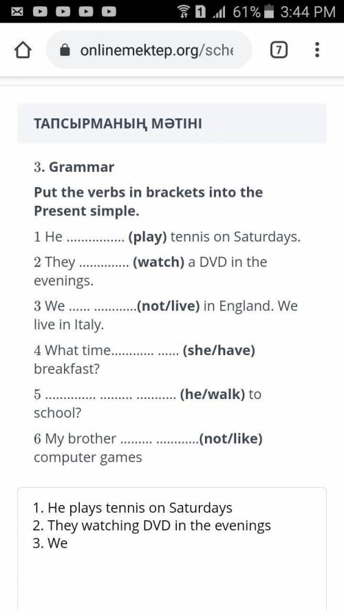 Put the verbs in the brackets into the Present Simple