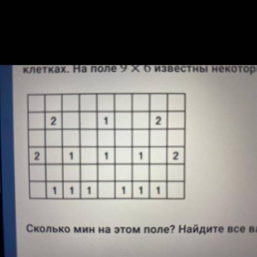 На поле игры «Сапёр» в некоторых клетках стоит по одной мине. В остальных клетках расставлены числа,