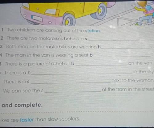 ID)) 1 Two children are coming out of the station2 There are two motorbikes behind a vyos3 Both men