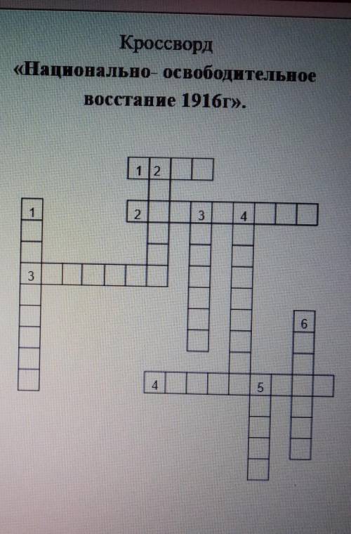 По горизонтали: 1. Оружие восставших.2. национальная окраина России, где проходило восстание. 3. оди