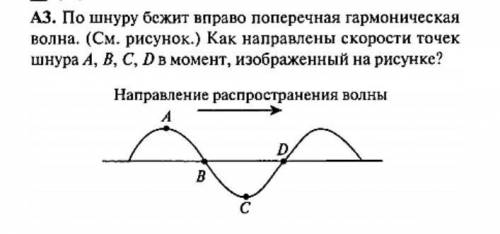 по шнуру бежит вправо Поперечная гармоническая волна. как направление скорости точек Шнура ABCD в мо