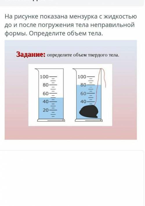 На рисунке показана мензурка с жидкостью до и после погружения тела неправильной если сможете​