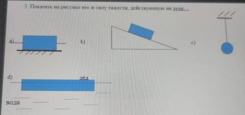 на тела.5. Показать на рисунке вес и силу тяжести, действующую​