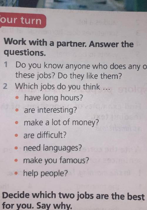 Work with a partner. Answer the questions.​