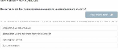 Моя семья – моя крепостьм Прочитай текст. Как ты понимаешь выражение «доставлял много хлопот»? (ТЕКС