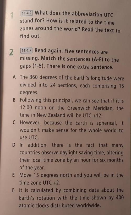 11.4.7 Read again. Five sentences are 2. missing. Match the sentences (A-F) to the gaps (1-5). There