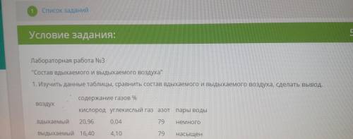 биология 8 класс Лабораторная работа 3 Состав вдыхаемого и выдыхаемого воздуха 1 изучить данные та