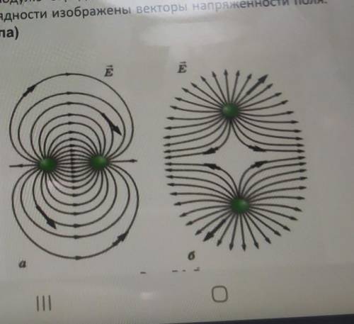 А) Перенесите рисунки в тетрадь и обозначьте на них знаки зарядов. б) Изобразите в тетради линии нап