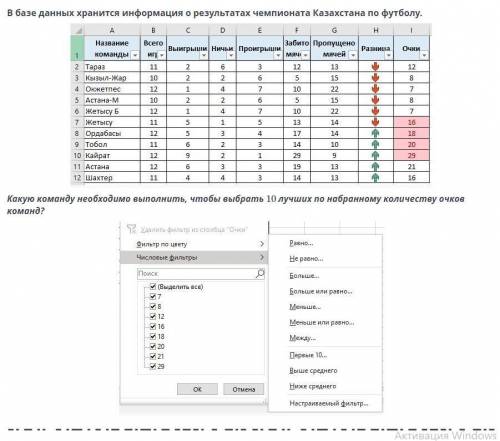 Что выбрать Первые 10 Настраиваемый фильтр Ниже среднего Больше или равно … Выше среднего Больше …