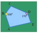 В пятиугольнике ABCDE стороны ab и DE параллельны , а углы ABC и CDE равны 100 градусов и 120 градус
