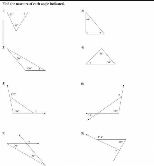 Найдите размер каждого указанного углаFind the measure of each angle indicated​