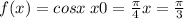 f(x) = cosx \: x0 = \frac{\pi}{4} x = \frac{\pi}{3}