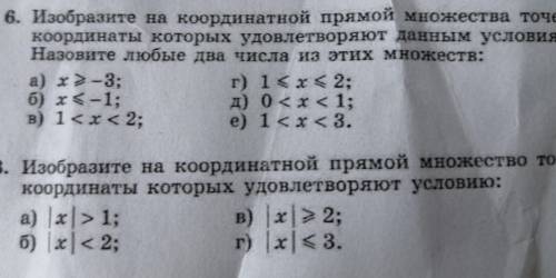 Изобразите на координатной прямой множества точек, координаты которых удовлетворяют данным условиям.