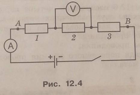 На рисунке 12.4 изображена схема электрической цепи в которую включены резисторы сопротивлениями R1=