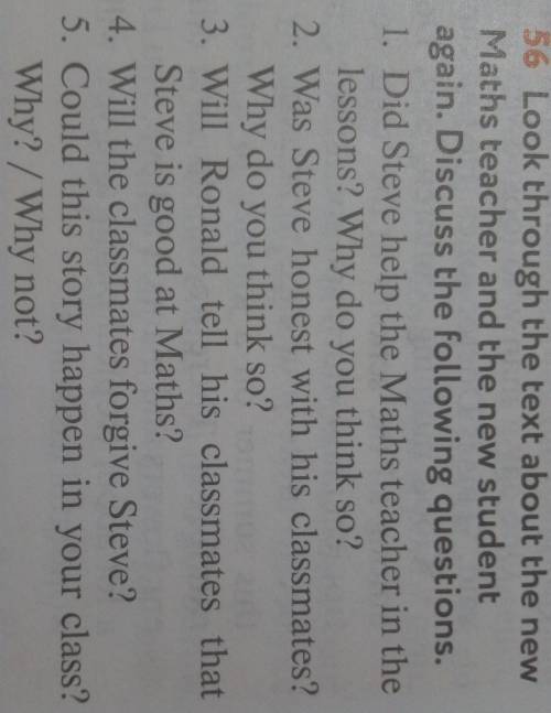 again. Discuss the following questions.1. Did Steve help the Maths teacher in thelessons? Why do you