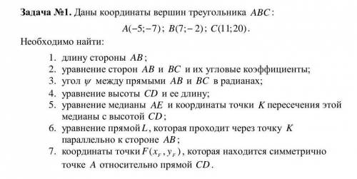 Даны координаты вершин треугольника ABC :​