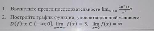 1. Вычислите предел последовательности 2. Постройте график функции, удовлетворяющей условиям