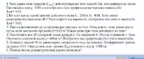 Контрольная работа по физике по теме «Силы». 1 Чему равпа снла тяжести (Ег*) действутощая па тето ма