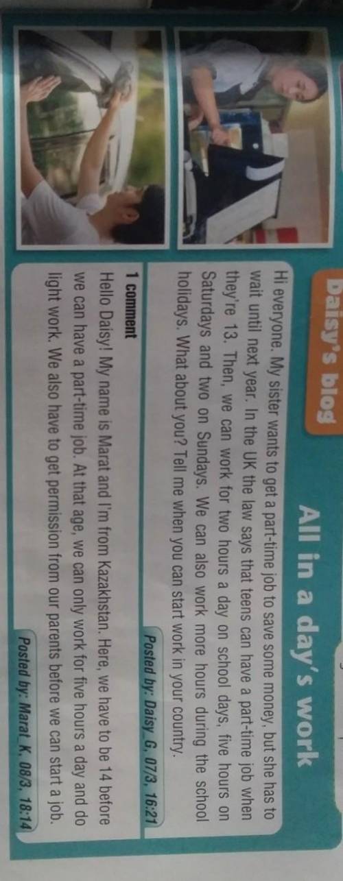 2. We have to from our parents to go on the trip.3. In Kazakhstan, 14-year-olds can only workfor 5