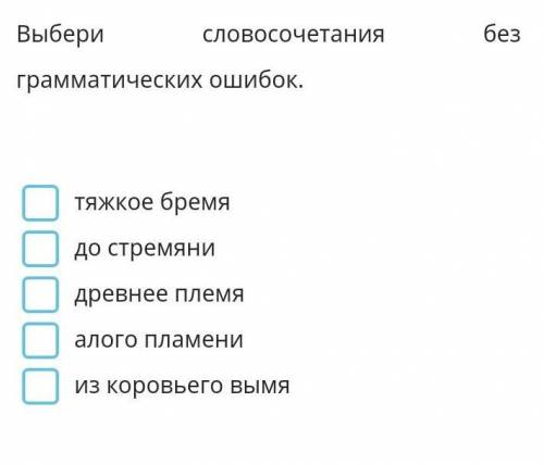 Выбери словосочетание без грамочитеских ошибок. ​