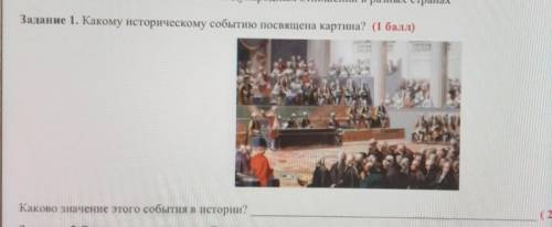 Задание 1. Какому историческому событию посвящена картина? ( ) Каково значение этого события в истор