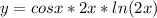 y=cosx*2x*ln(2x)