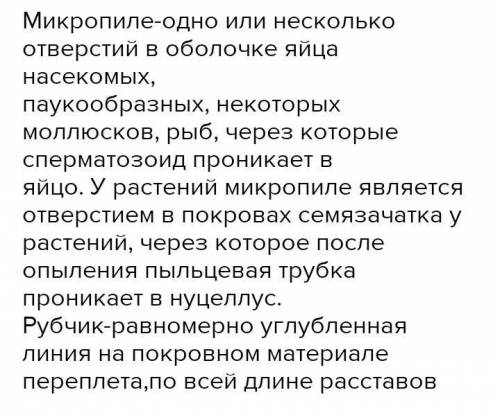 Что такое рубчик и микропиле? Какие функции они выполняют?