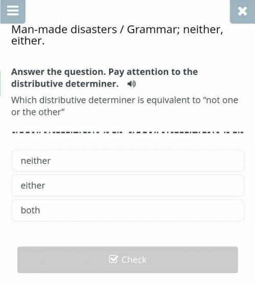 Answer the question, pay attention to the distributive determiner. which distributive determiner is