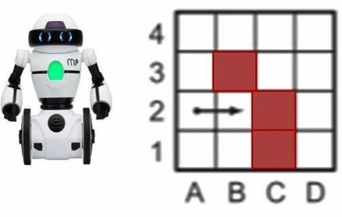 № 9 Робот начинает двигаться из клетки А2 в направлении, указанном стрелкой. Он идет только вперед ,