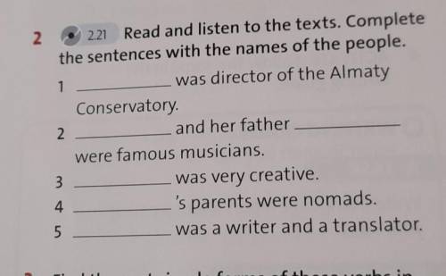 1 2.2.21 Read and listen to the texts. Completethe sentences with the names of the people.was direct