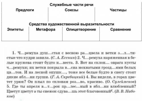 -Спиши предложения, вставляя пропущенные буквы, расставляя знаки препинания. - Заполни таблицу приме