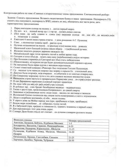 Предложение с 26 пункта по 30 пункт не могу сделать плохо учился