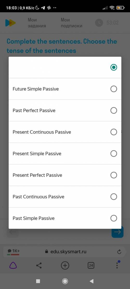 Complete the sentences. Choose the tense of the sentences.