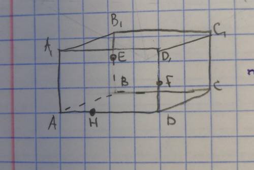 ОЧЕНЬ Постройте сечение параллелепипеда через точки E, F, H, с решением