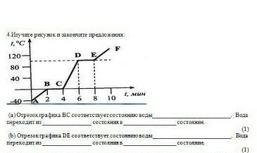 Изучите рисунок и закончите предложения отрезок графика BC соответствует состоянию воды