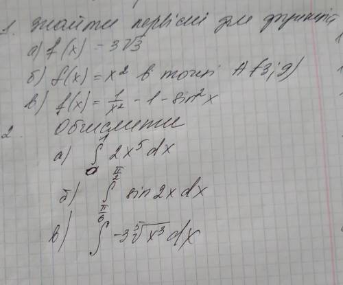 Знайти первісні для функцій/ Найти первоначальные для функций 2.Обчислити/ Вычислить​