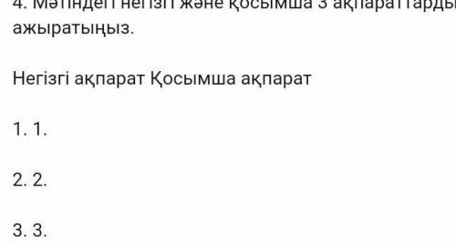 4. Мәтіндегі негізгі және қосымша 1 ақпараттарды ажыратыңыз.​