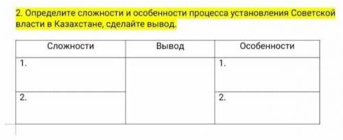 Определите сложности и особенности процесса установления Советской власти в Казахстане, сделайте выв