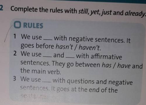 Complete the rules again, again, simply and already. About the rules1 we use ... with negative sugge