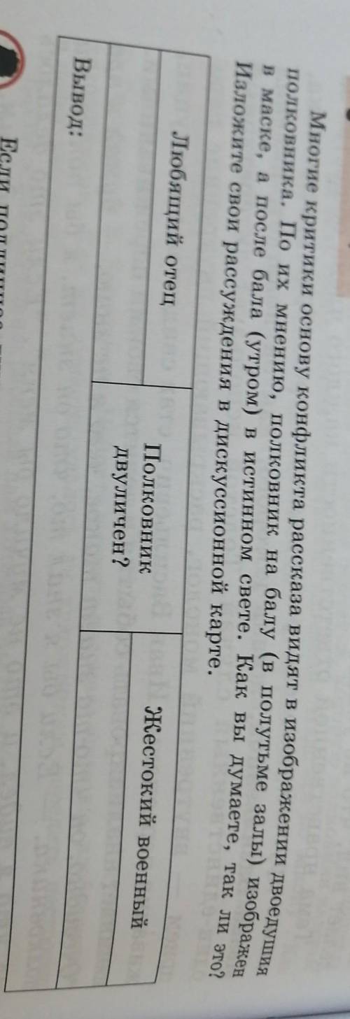 Многие критики основу конфликта рассказа видят в изображении двоедушия полковника. По их мнению, пол