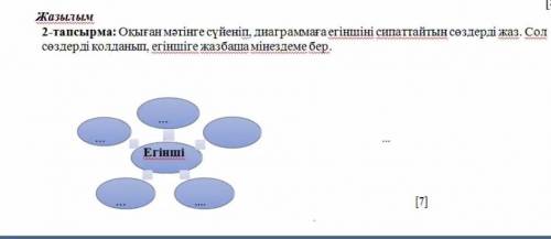 Оқыған мәтінге сүйеніп, диаграммаға егінші сипаттайтын сөздері жаз. сол сөздері қолданып, егіншіге ж