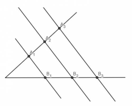 На малюнку A1B1 || A2B2 || A3B3, B1B2 = 10 см, B2B3 = 5 см, А1А2 = 6 см. Знайдіть А2А3