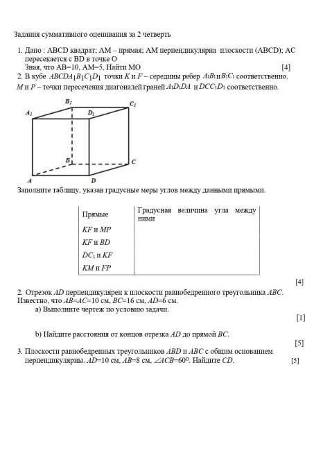 соч по геометрии 10 класс ​