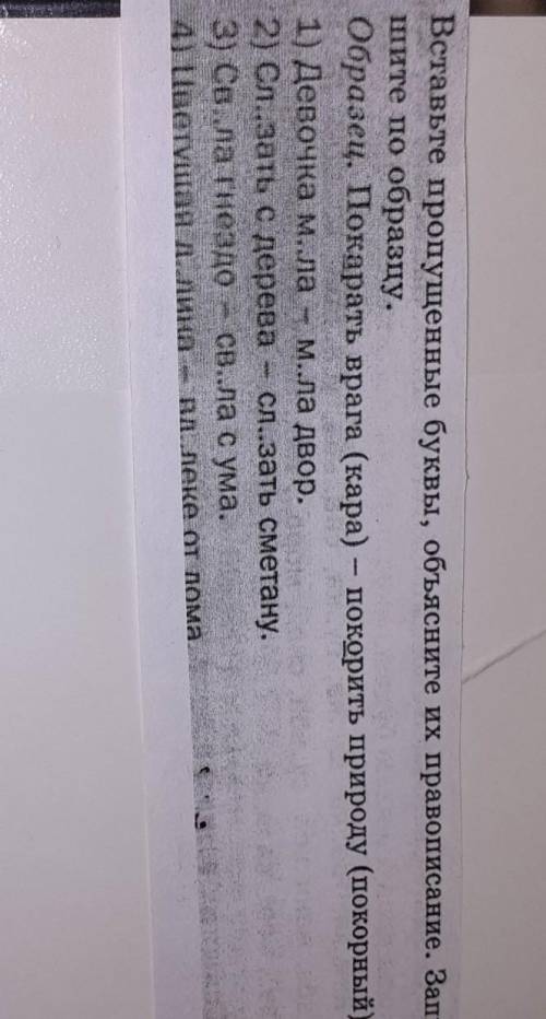 вставьте пропущенные буквы Объясните их правописание Запишите по образцу образец покарать врага пора