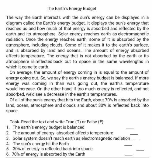 The Earth's Energy Budget The way the Earth interacts with the sun's energy can be displayed in adia