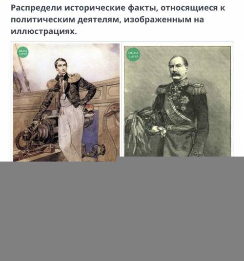 Распредели исторические факты, относящиеся к политическим деятелям, изображенным на иллюстрациях. на