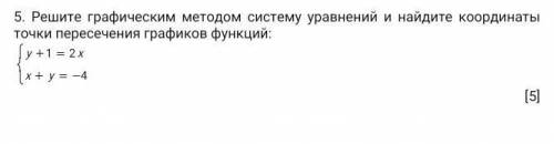 5. Решите графическим методом систему уравнений и найдите координаты точки пересечения графиков функ